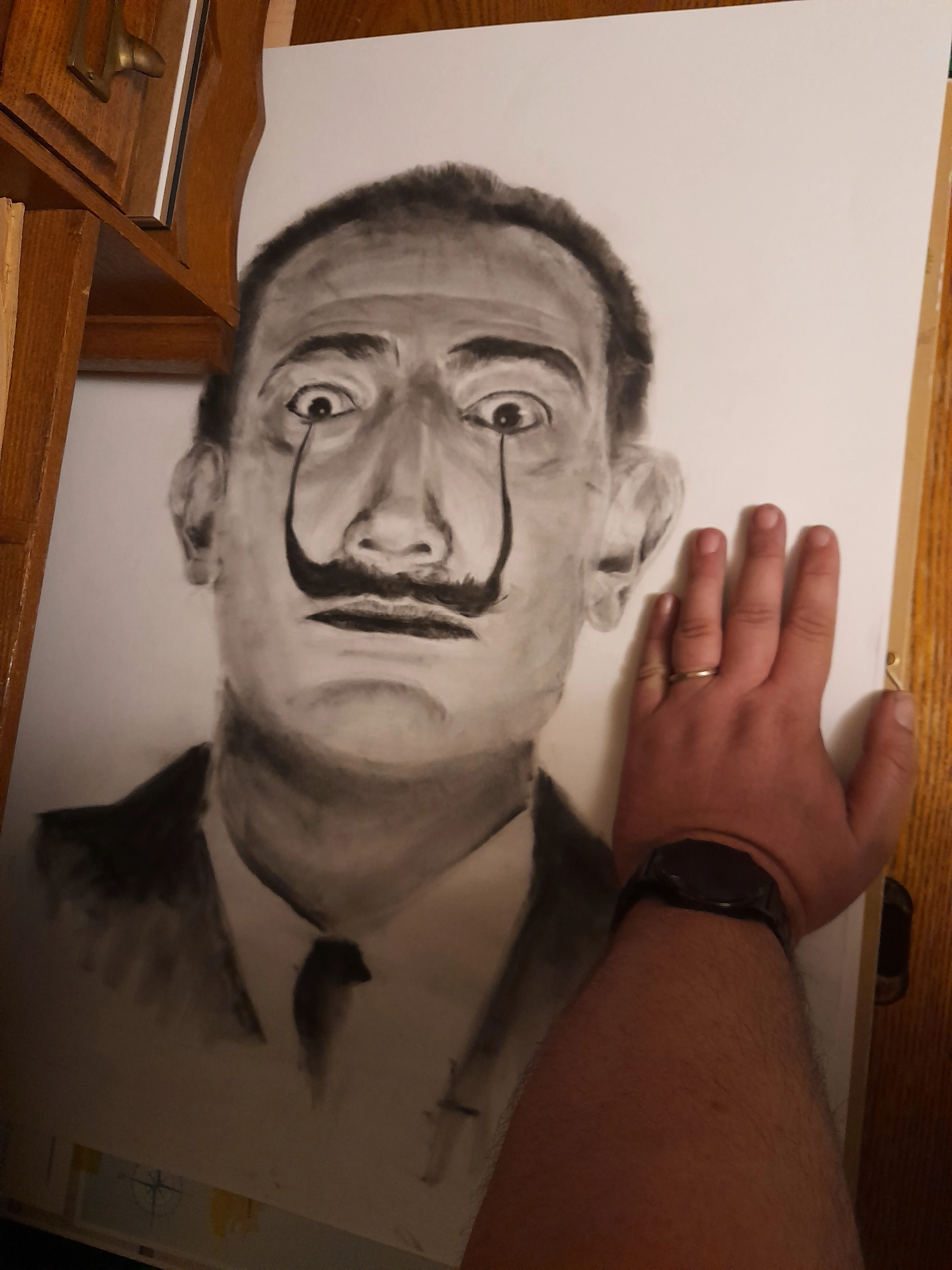 Comparaison de la taille du portrait avec ma main